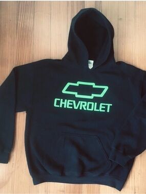 Chevrolet Men's Black Hoodie with Neon Green Logo
